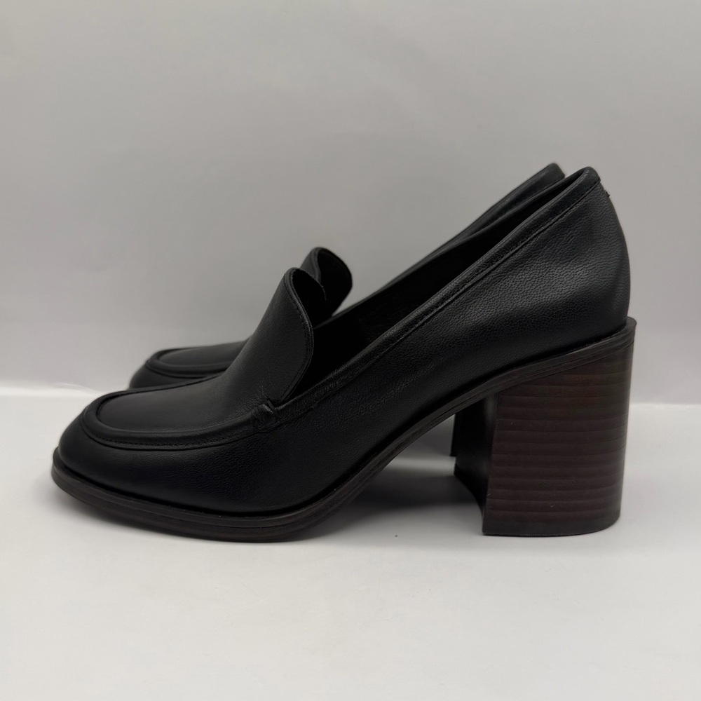 Crown Vintage Black Leather Chunky Loafer Pumps Women's Size 8 M - Picture 2 of 8